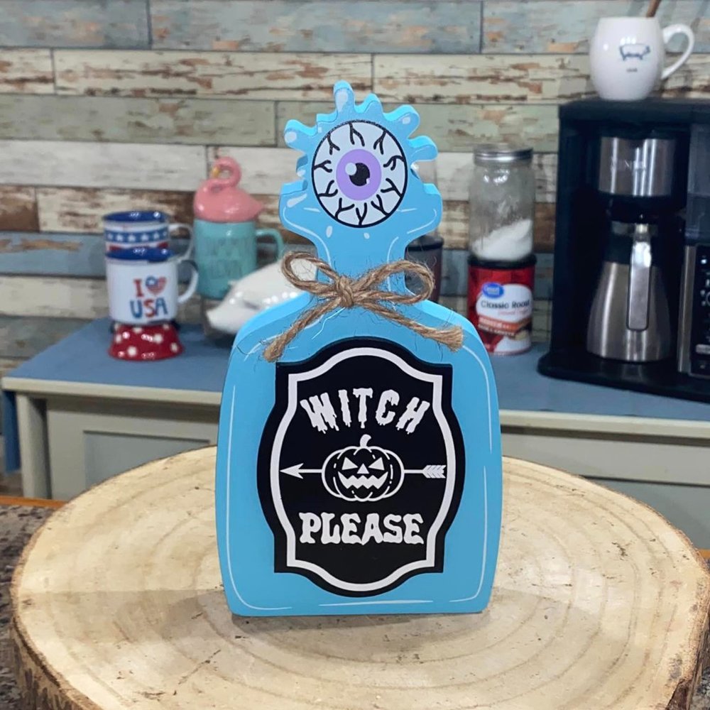 Halloween Witch's Poison Potion Bottle Wood Décor